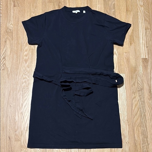 Vince Short Sleeve Tie Waste T-Shirt Dress Cotton Pullover - Picture 1 of 7